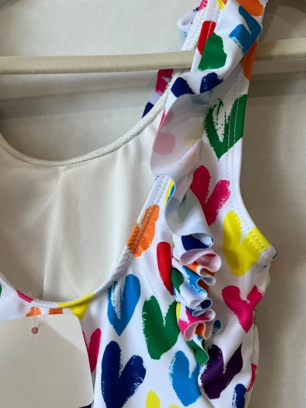 Girl - 12 & 14 - NWT Tweenstyle Ruffle Swimsuit in Multi Hearts